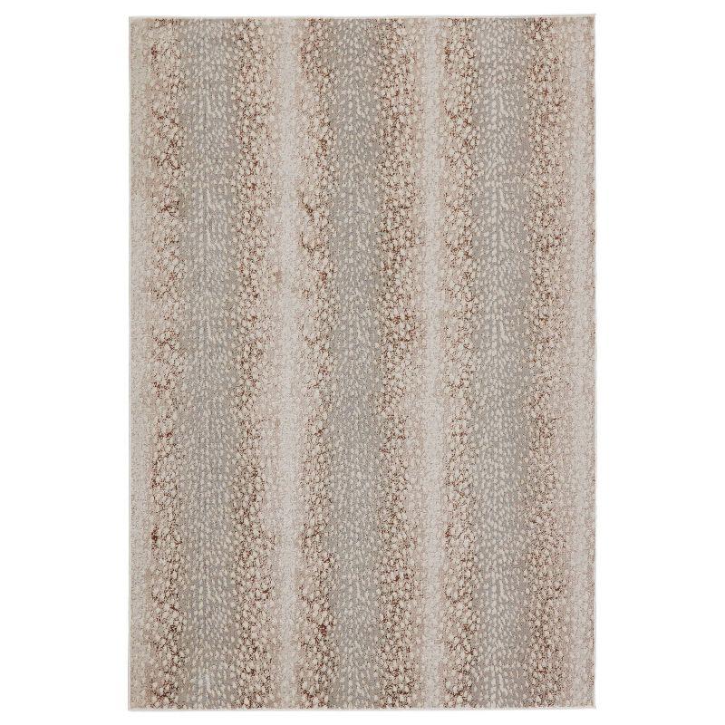 Axis Rectangular 5' x 7' Gray and Rose Gold Animal Print Area Rug