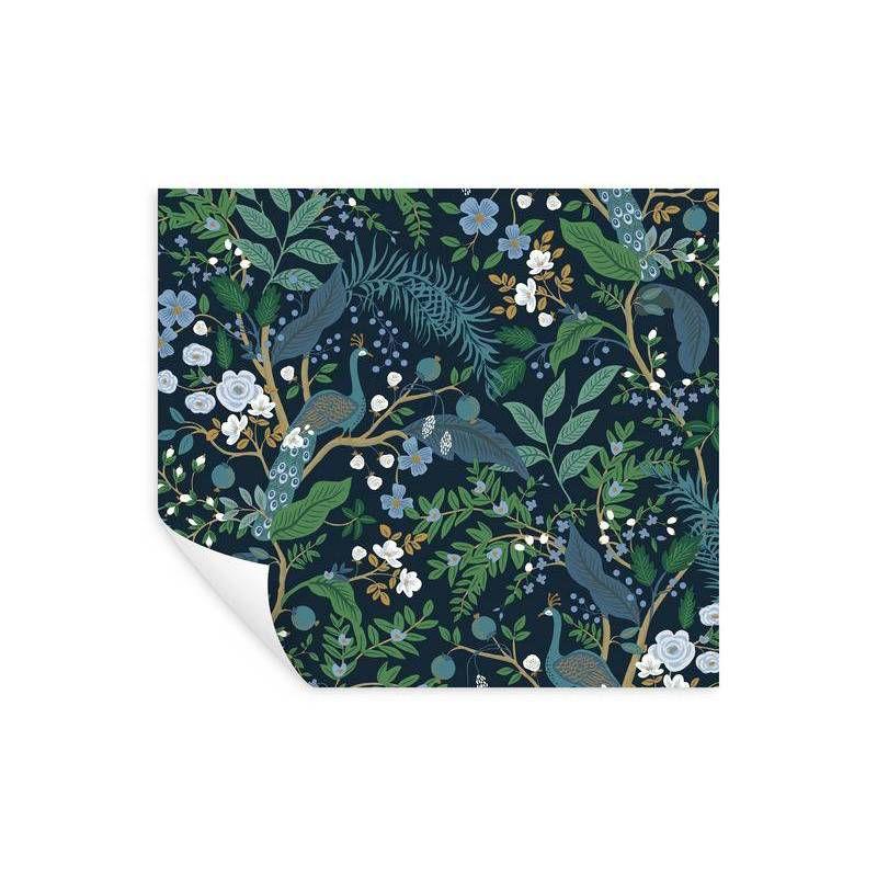 Peacock Garden Navy Peel and Stick Wallpaper