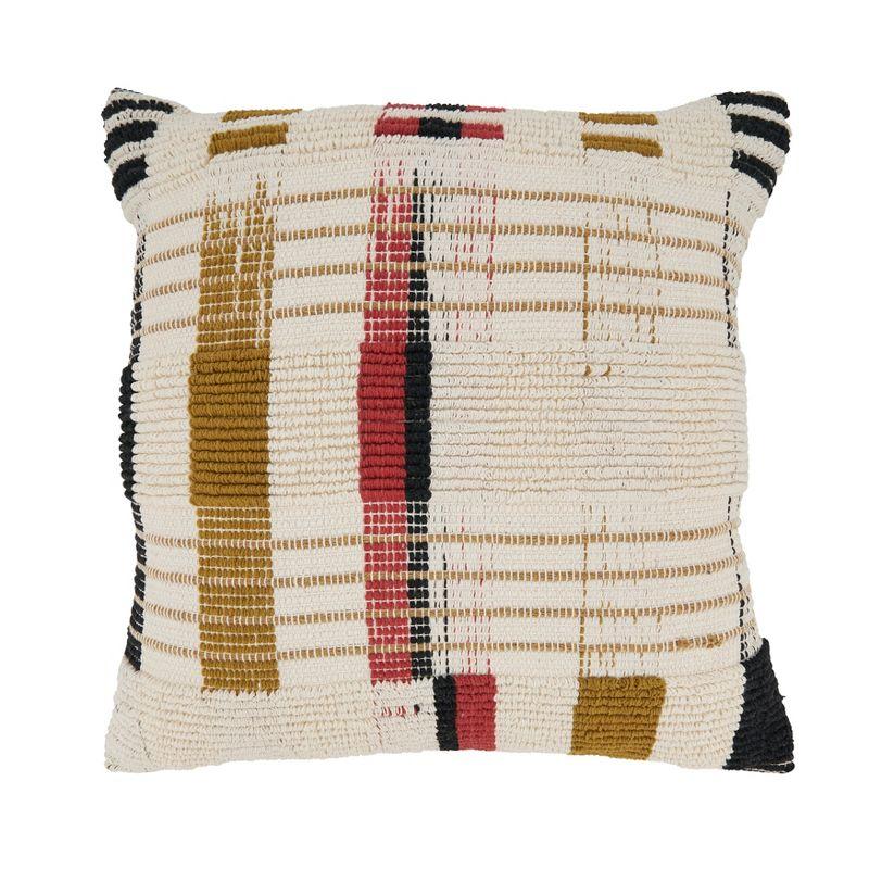 Modern Multicolor Cotton Geometric Throw Pillow, 20"x20"