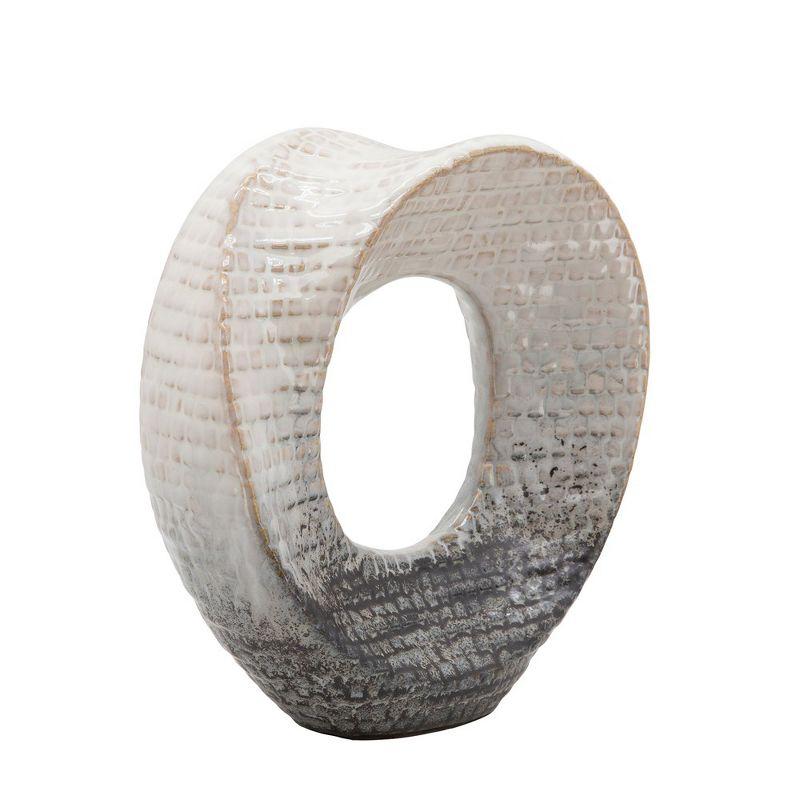 Sagebrook Home 7.9" Cut-Out Sculpture - Creative Abstract Gray and Ivory Ceramic Statue For Home or Office Decor - Decorative Table Accent