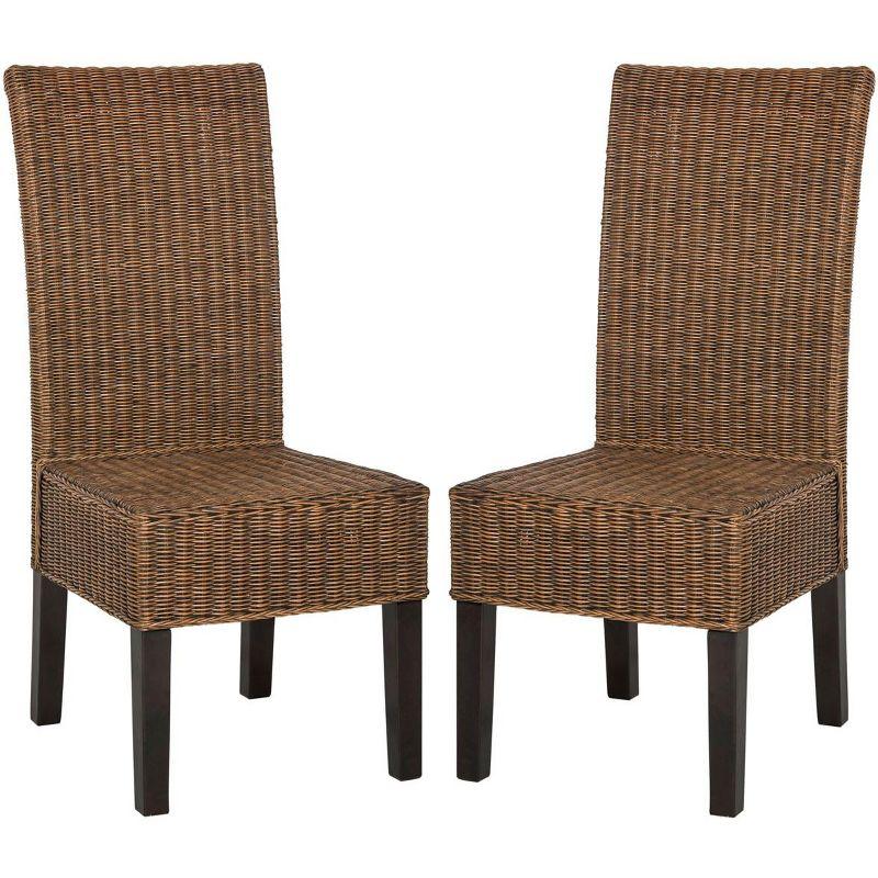 Arjun 18" H Wicker Dining Chair (Set of 2) - SEA8013 - Brown/Multi - Safavieh
