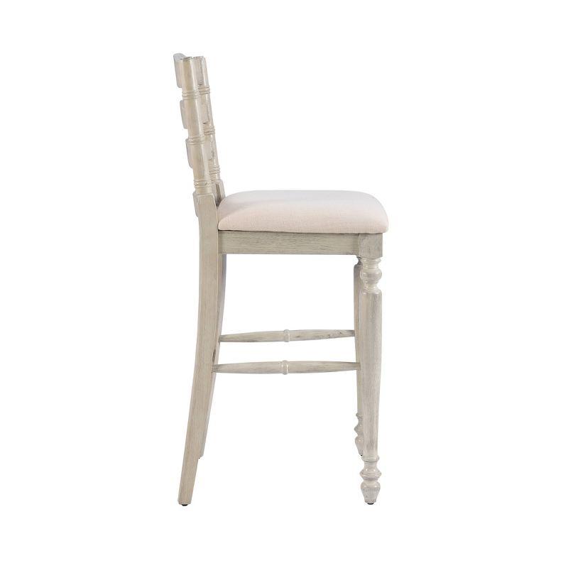 Marino White Wash 30" Upholstered Wood Bar Stool with Turned Legs