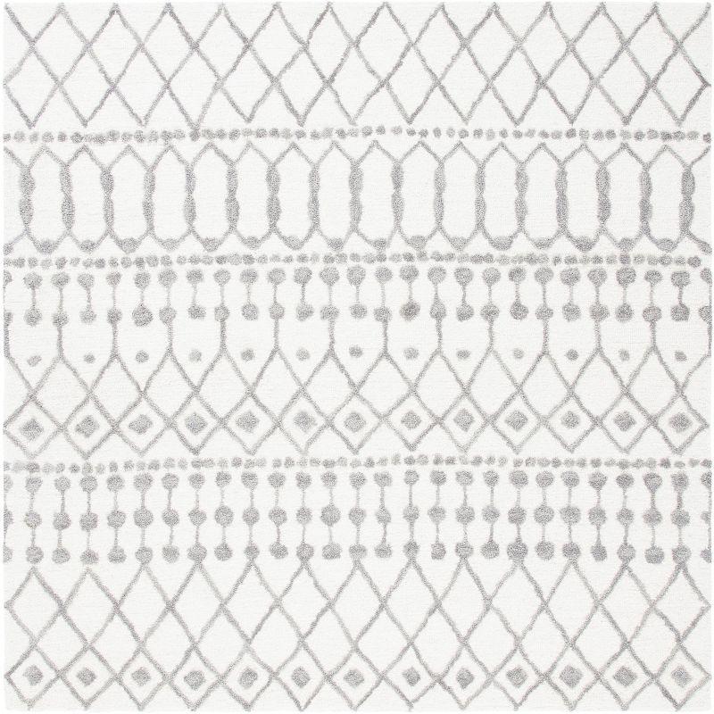 Blossom BLM115 Hand Tufted Area Rug - Ivory/Grey - 6'x6' - Safavieh.