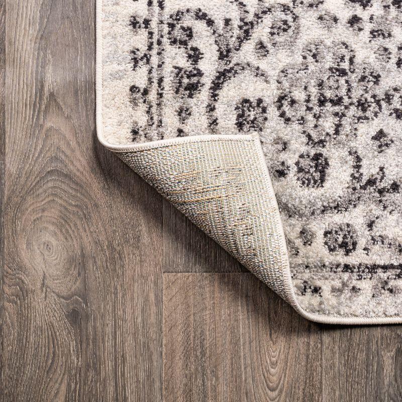 5'x8' Minori Filigree Medallion Area Rug, Dark Gray/Cream - JONATHAN Y