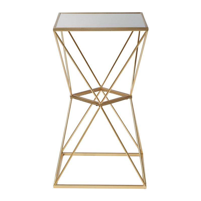 Glam Geometric Mirrored Accent Table Gold - Olivia & May: 27.625" H, No Assembly Required