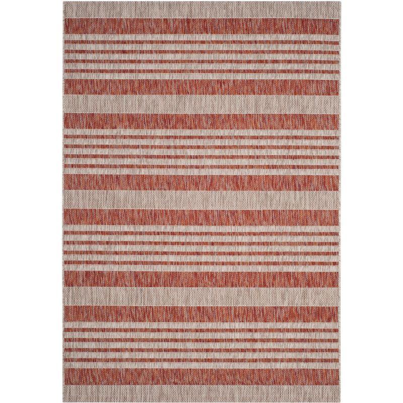 Courtyard CY8062 UV & Stain Resistant Non-Shedding Power Loomed Indoor/Outdoor Area Rug - Red/Beige - 6'7"x9'6" - Safavieh