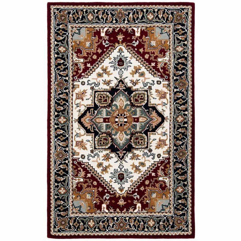 Heritage HG625 Handmade Area Rug - 5'x8' - Ivory/Red - Safavieh