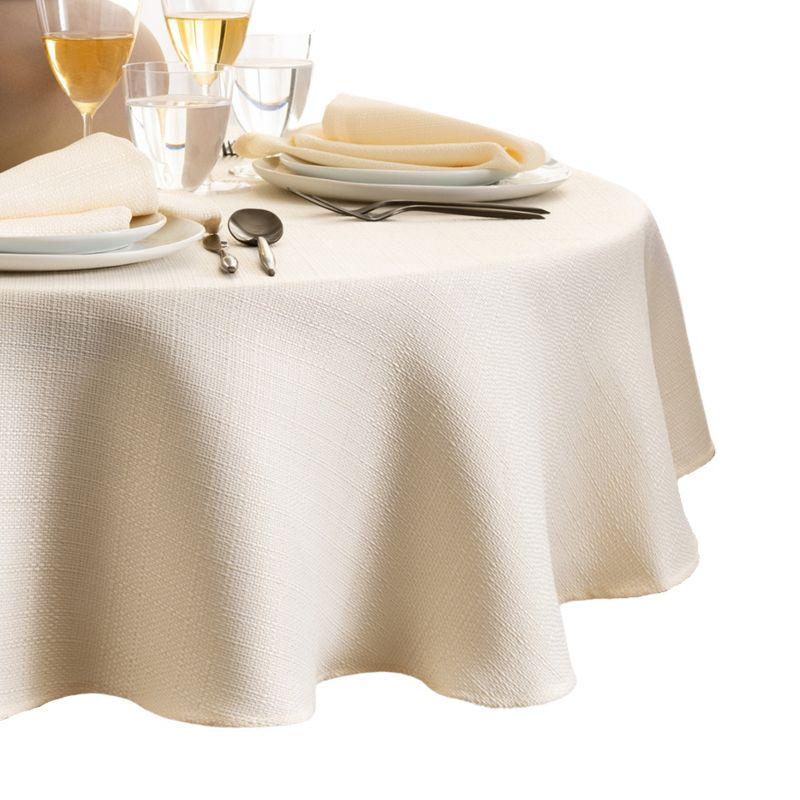 Laurel Solid Texture Water and Stain Resistant Tablecloth - 70" Round - Ivory - Elrene Home Fashions