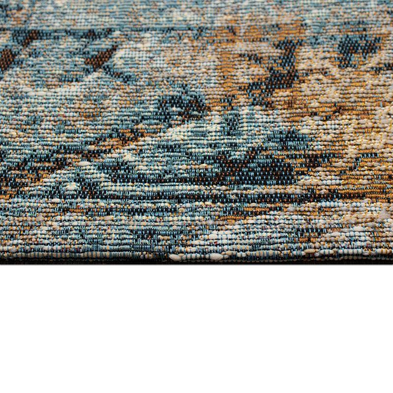 Blue Rectangular Synthetic Medallion Area Rug 6'6" x 9'4"