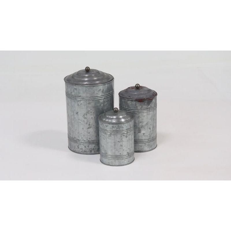 Costillo 3 Piece Gray Metal Decorative Jars with Lids Set, 12", 9", 8"H