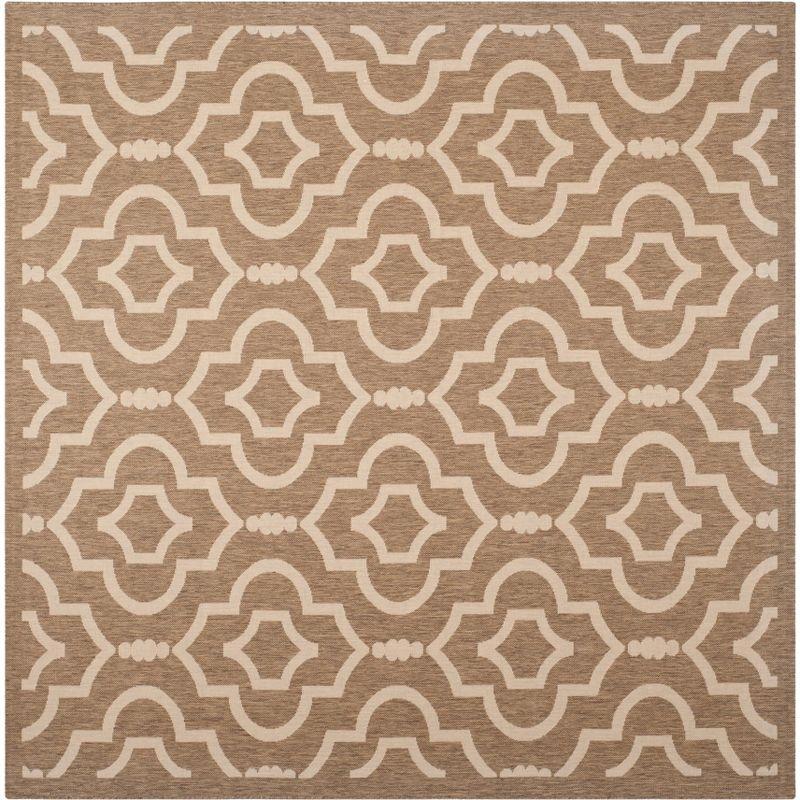 Courtyard CY6926 Power Loomed Indoor and Outdoor Area Rug - Brown/Bone - 7'10"x7'10" - Safavieh