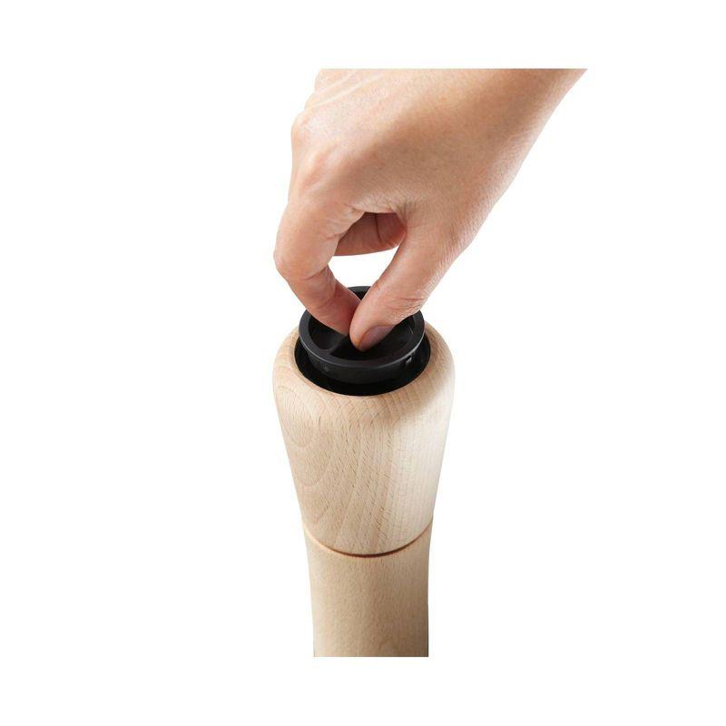 Joseph Joseph Milltop Beech Wood No-Spill Pepper Mill: Kitchen Utensil, Natural Wood, Adult Use, 7.48" Height