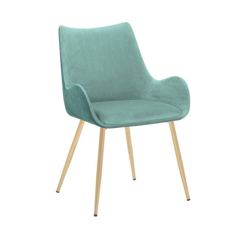 Teal High-Back Upholstered Arm Chair with Gold Metal Legs