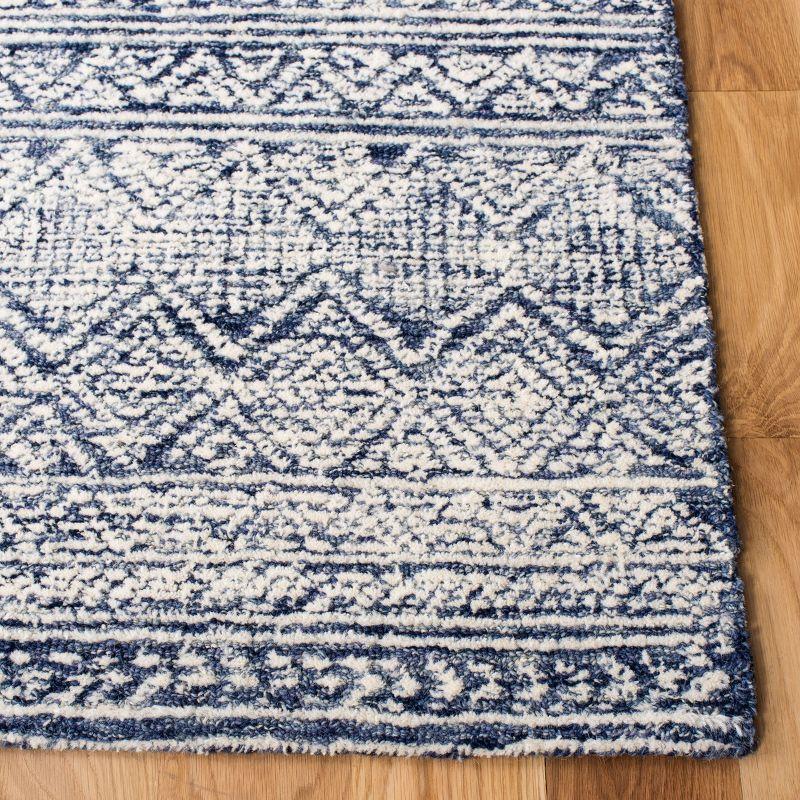 Blue and Ivory 6' x 6' Square Hand-Tufted Wool Rug