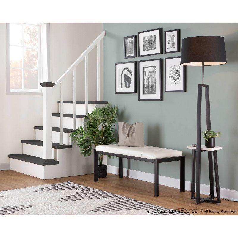 46" Fuji PU Leather/Metal Bench Black/White - LumiSource: Padded, Entryway, End of Bed