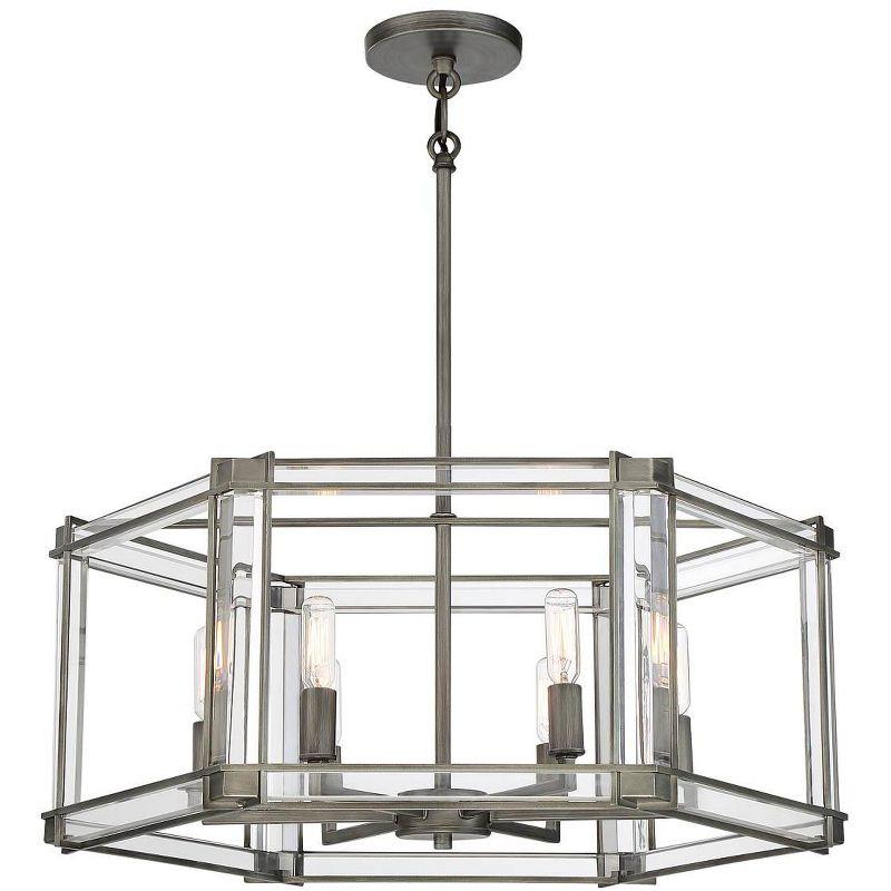 Minka Lavery Antique Nickel Chandelier 24" Wide Industrial Clear Acrylic 6-Light Fixture for Dining Room House Foyer Kitchen Home