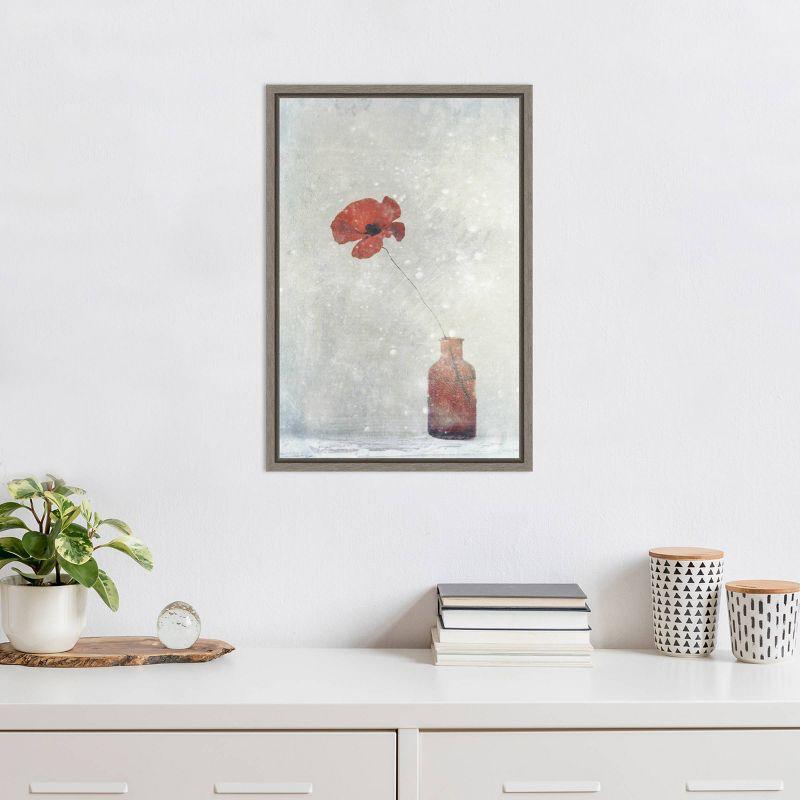 Amanti Art 16"x23" Winter Poppy by Delphine Devos: Modern Lithograph, Vertical Wall Art, Polystyrene Frame