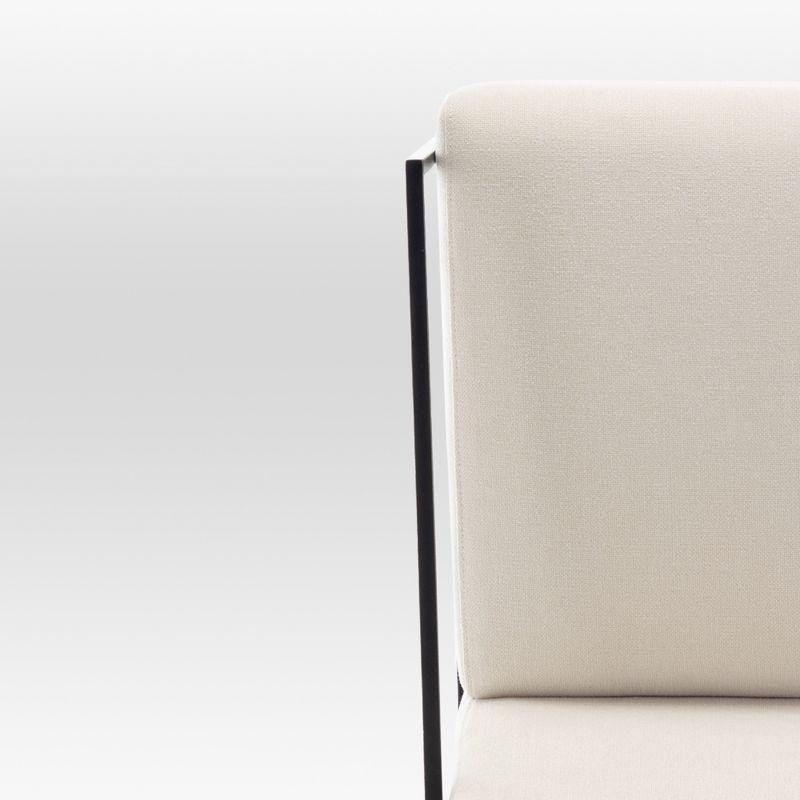 Cream Velvet and Metal Modern Accent Chair