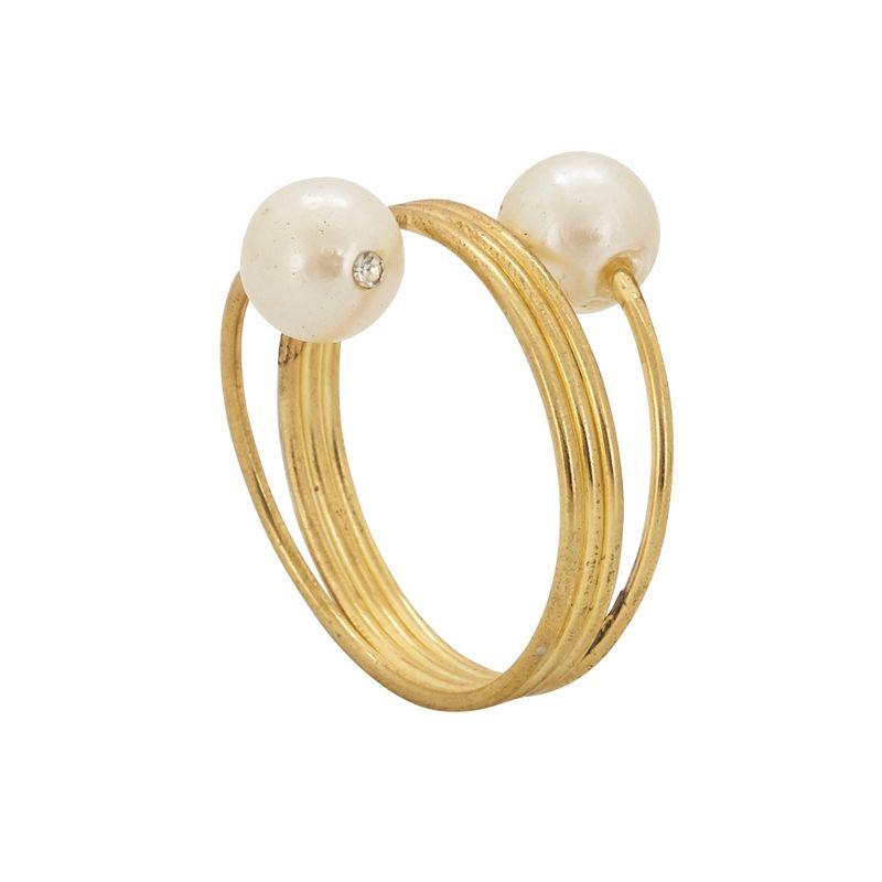 Gold Double Pearl Napkin Rings Set of 4