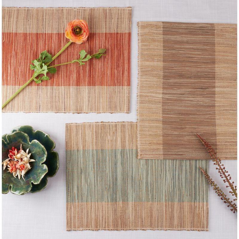 Rust and Beige Shimmering Banded Fabric Placemats Set of 4