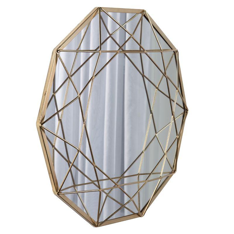 Gold Geometric Metal Round Accent Wall Mirror