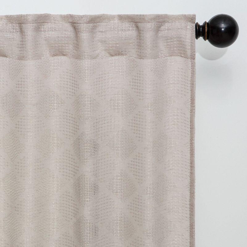 Chanasya 2pk Diamond Textured Semi Sheer Window Curtain Panels - Set of 2 - 52 x 84 Inches Long - Taupe