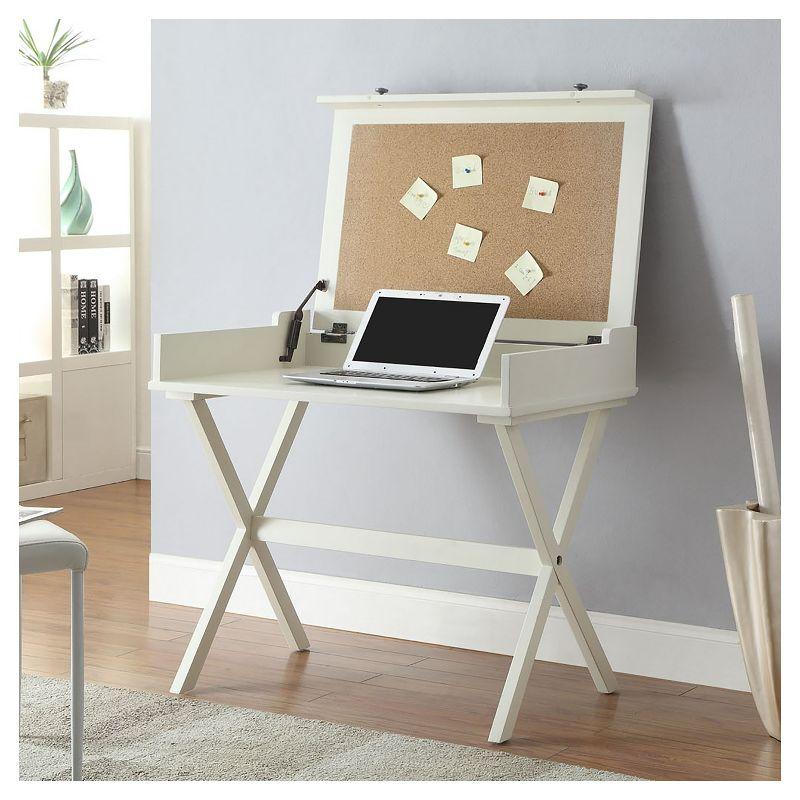 Carolina Living Linnea Flip Top Desk Antique White – : Cork Board, Laptop Storage, Scandinavian Style