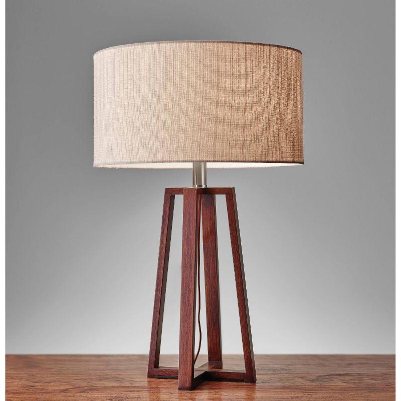 Adesso 23.75" Quinn Table Lamp Brown: ETL Listed, Linen Shade, No Assembly Required