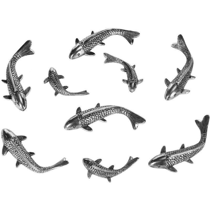 Antique Nickel Koi Fish Wall Sculpture Set