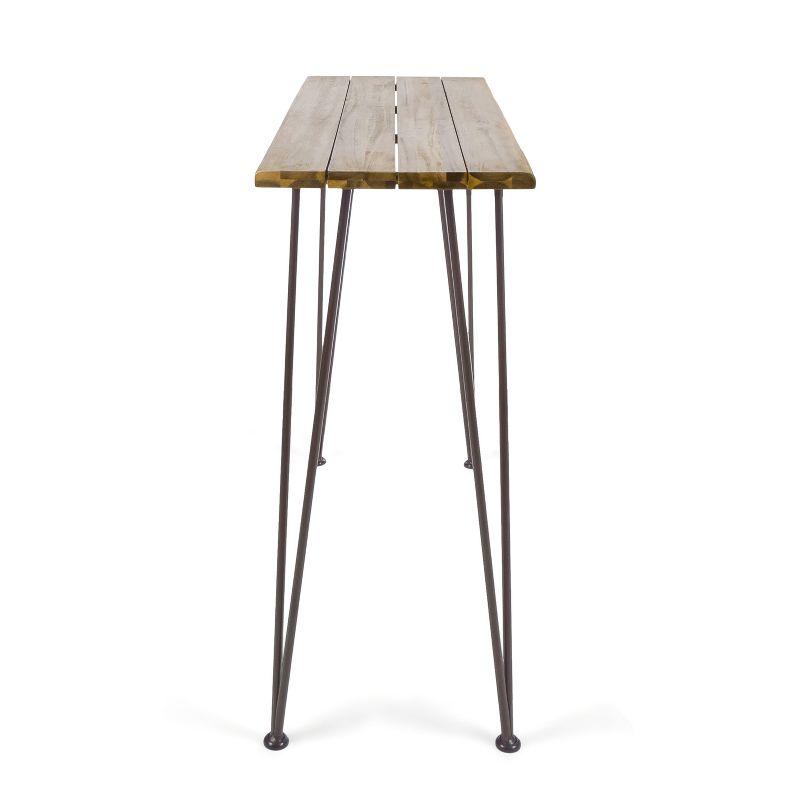 Union Rustic Loya Rectangular Acacia Wood Outdoor Bar Table