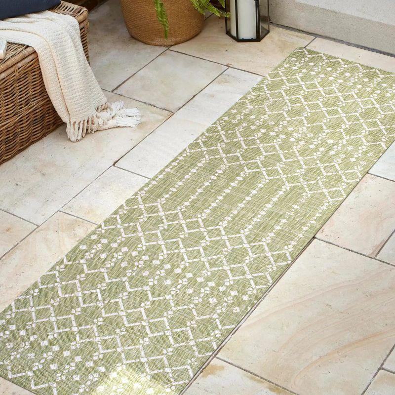 Ourika Moroccan Geometric Textured Weave Indoor/Outdoor Area Rug - JONATHAN Y