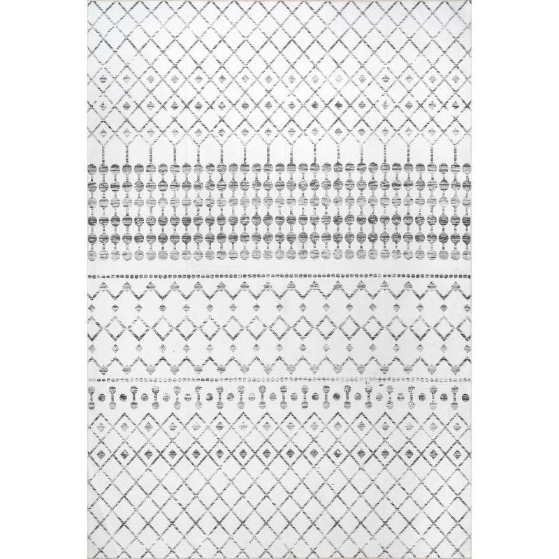 Nuloom Blythe Trellis 3x5 Machine Washable Accent Indoor Area Rug for Living Room Bedroom Dining Room Entryway Kitchen, Grey/Off White