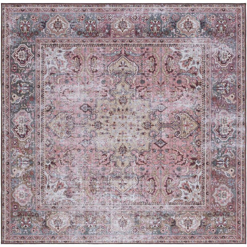 Tucson TSN144 Power Loomed Machine Washable Area Rug - Pink/Beige - 6'x6' - Safavieh.