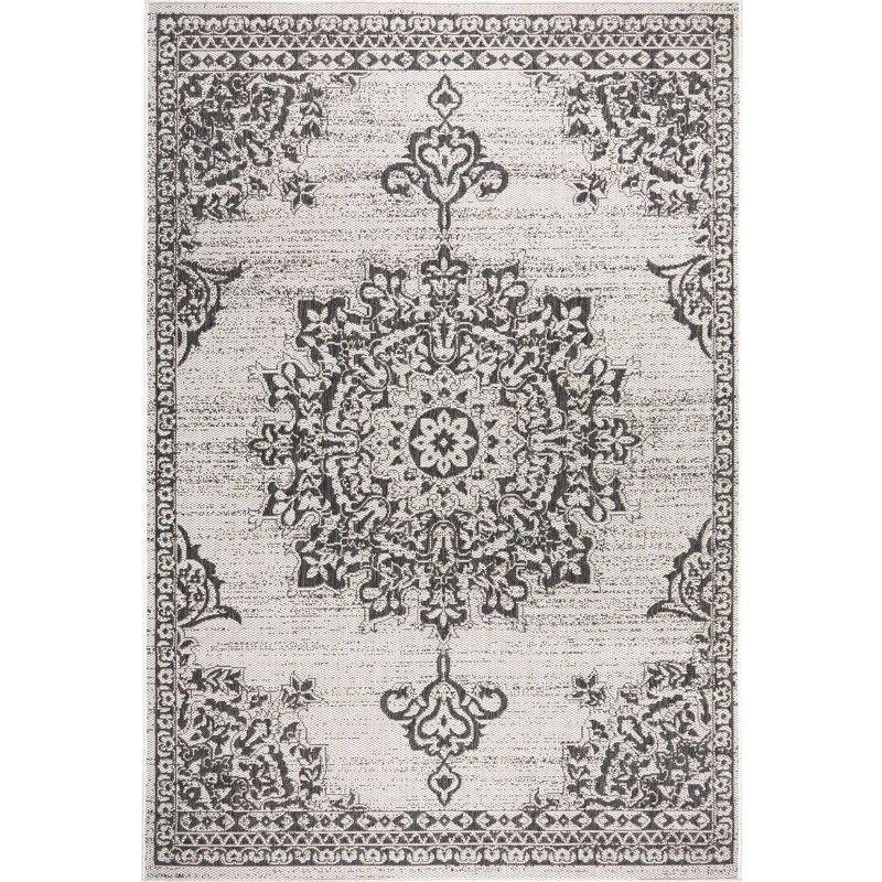 Nicole Miller Medallion Oriental Gray/Black Indoor/Outdoor Area Rug