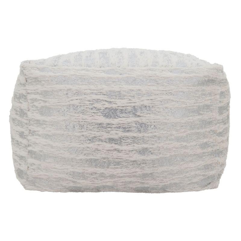 Saro Lifestyle Floor Pouf With Foil Print Faux Fur Design