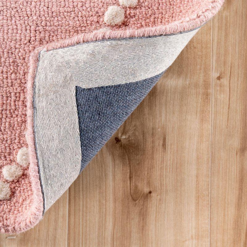 Charming Baby Pink Handmade Wool Rug 4' x 6' with Tufted Detail