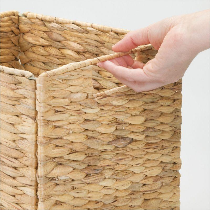 mDesign Hyacinth Woven Cube Bin Basket Organizer, Handles, 6 Pack, Natural/Tan