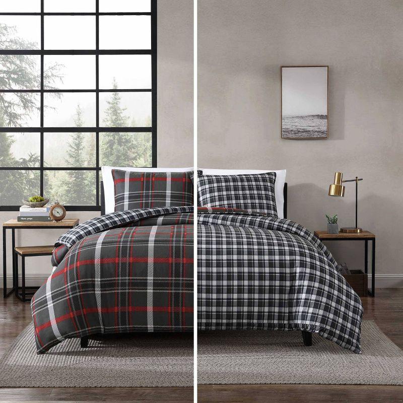 Eddie Bauer Willow Plaid 100% Microfiber Duvet Set Gray