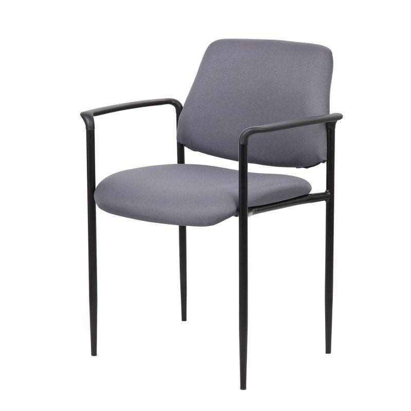 Modern Stacking Chair with Molded Arm Caps in Black and Gray