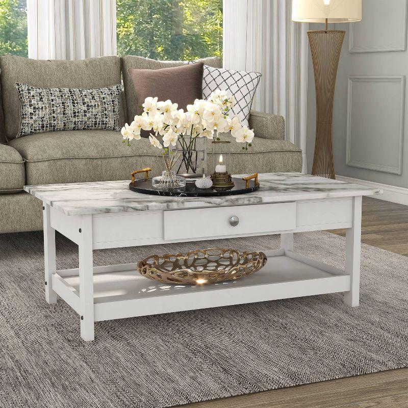 3pc Minsay Transitional Storage Table Set with Open Shelf & Drawer: White - HOMES: Inside + Out