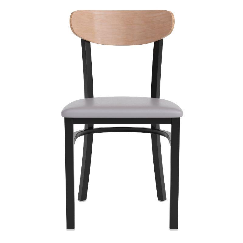 Flash Furniture Wright Commercial Grade Dining Chair with 500 LB. Capacity Steel Frame, Solid Wood Seat, and Boomerang Back