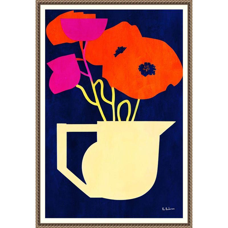 Bright and Sunny Poppies Abstract Canvas Print with Bronze Frame