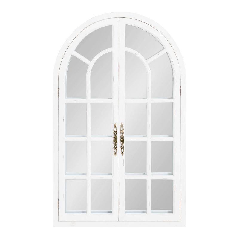 28"x44" Boldmere Arch Wall Mirror White - Kate & Laurel All Things Decor: Rustic Farmhouse Windowpane