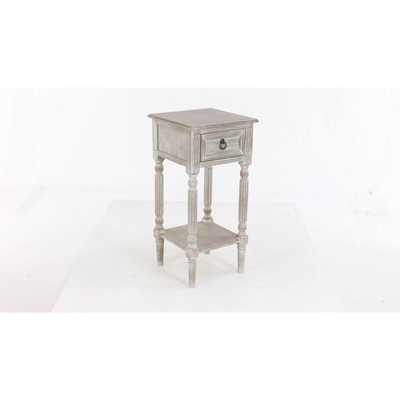 Rustic Country Wood Accent Table - Olivia & May: French Style, Tall End Table for Living Room with Drawer