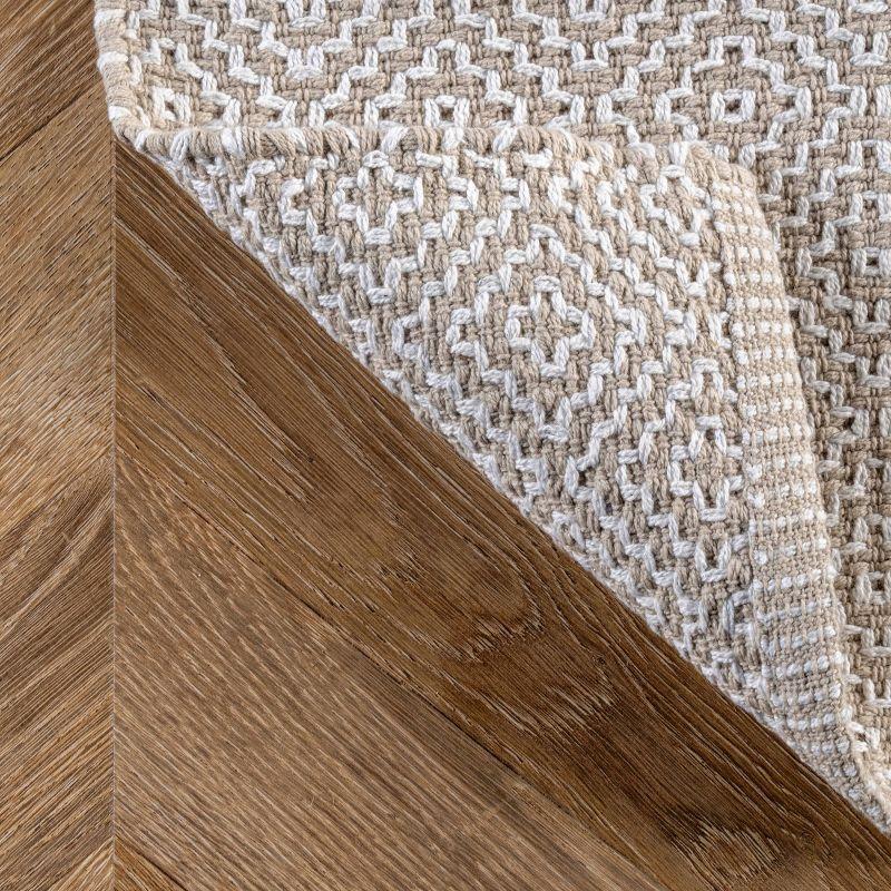 3'x5' Cotton Hand Loomed Lorretta Area Rug Taupe - nuLOOM: Geometric Flat Pile, Handmade Indoor Decor