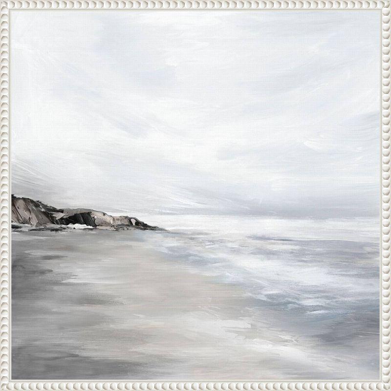 Amanti Art Silver Waves by Luna Mavis Framed Canvas Wall Art Print