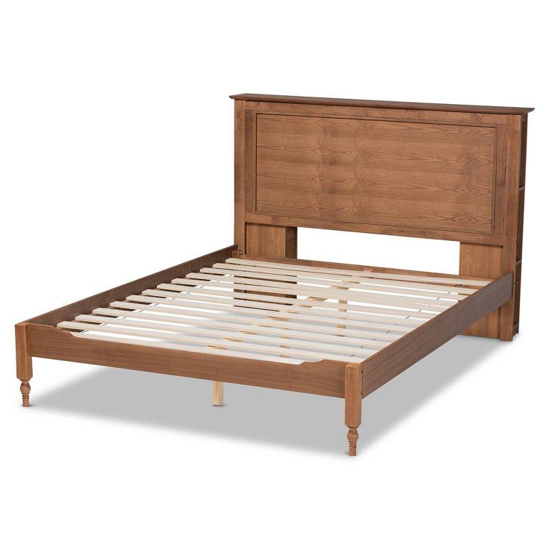 Danielle Full Size Walnut Brown Wood Storage Bed with Shelves