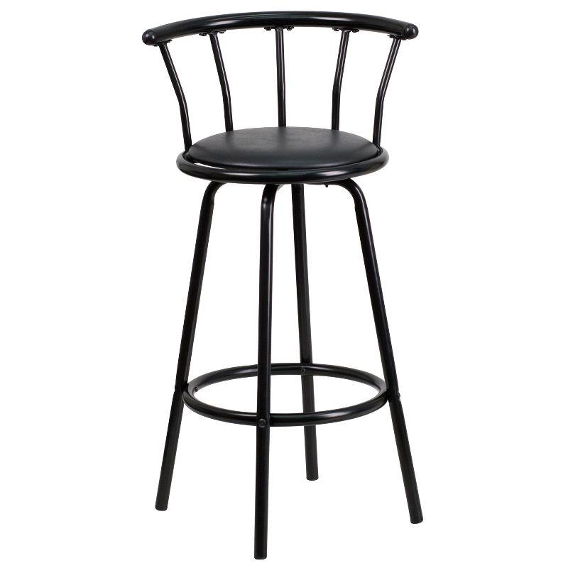 Flash Furniture Crown Back Black Metal Barstool with Black Vinyl Swivel Seat