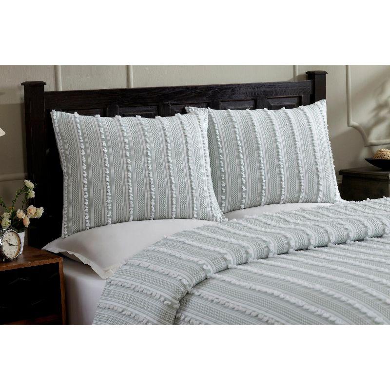 Full Teal Cotton Tufted Comforter Set with Shams