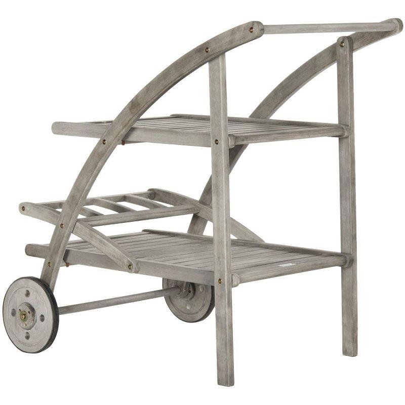 Gray Acacia Wood Outdoor Tea Cart with Storage